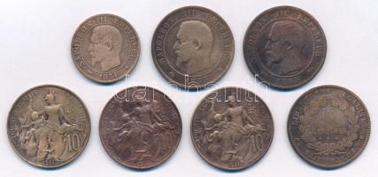 Franciaország 1854BB 5c bronz + 1854-1913. 10c bronz (6xklf) T:3 France 1854BB 5 Centimes bronze + 1854-1913. 10 Centimes bronze (6xdiff) C:F