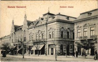 1907 Szatmárnémeti, Satu Mare; Deák tér, Mertz István, Lengyel Imre és Halász Mór üzlete / square, shops