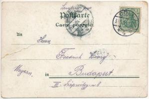 1914 Köln, Cologne; Café Borussia. Hohenzollernring 66. / cafe interior. Art Nouveau, litho (tear)