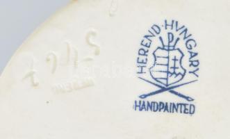 Herendi táncoló matyó legény porcelán figura, népies motívumokkal, kézzel festett, jelzett, kezei re...