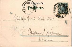 1904 Moravske Budejovice. Art Nouveau, floral, litho