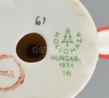 Hollóházi porcelán angyalka. Kézzel festett, jelzett, hibátlan, m: 8,5 cm