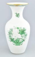 Herendi zöld INDES mintás, háncs nyomott váza, jelzett, kopásnyomokkal, m: 25 cm