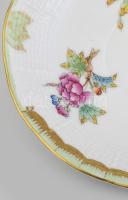 Herendi Viktória mintás kávés készlet. Kézzel festett, jelzett, minimális kopással. Hat személyes