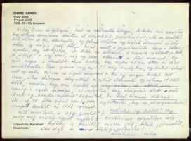 Nemes Endre festőművész saját kézzel írt és aláírt saját művét ábrázoló képeslapja