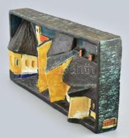 Csekovszky Árpád (1931-1997): Szentendrei városrészlet, kerámia fali dombormű, jelzett, apró kopássa...