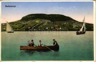 1935 Badacsony, csónakázók a Balatonban (kopott sarok / worn corner)