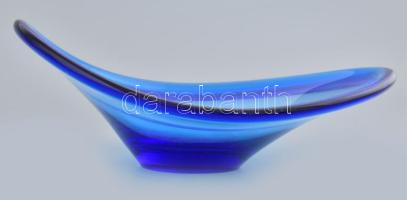 Lotta Petterson design királykék üveg tál, jelzés nélkül, hibátlan, d: 26 cm