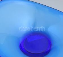 Lotta Petterson design királykék üveg tál, jelzés nélkül, hibátlan, d: 26 cm