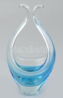 Murano kék üveg kínáló, jelzés nélkül, hibátlan, m: 18 cm