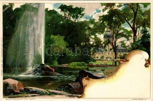 Karlsruhe, Schlossgarten / castle garden. Veltens Künstlerpostkarte No. 28. Art Nouveau, litho s: Kley