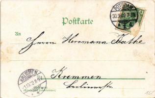 1902 Potsdam, Die Lange Brücke / bridge, tram. Art Nouveau, litho (Rb)