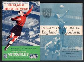 cca 1950-58 Angol labdarúgó válogatott 17 db meccsfüzete (Brazília, Németország, Szovjetúnió, Ausztr...