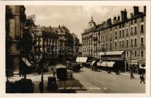 Grenoble, Place Grenette / square, tram, automobile, hotel and restaurant