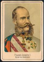 cca 1870-1880 Franz Joseph I., Kaiser von Oesterreich / I. Ferenc József portréja, színes litho nyomat kartonon, 15,5x11 cm