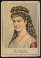 cca 1870-1880 Elisabeth, Kaiserin von Oesterreich / Erzsébet (Sisi) portréja, színes litho nyomat kartonon, apró lyukkal, 15,5x11 cm