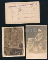 5 db I. világháborús, ill. katonai témájú fotólap, közte kettő megírt, az egyik tábori posta bélyegz...