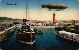Trieste, Trieszt; Faro / lighthouse, airship, shipyard (EK)