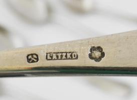 Ezüst (Ag) 6 személyes evőeszköz készlet, tálaló eszközökkel. Dianás jelzéssel, XX: sz. eleje Nettó ...