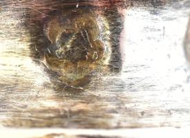 Ezüst (Ag) nyelű 4 db szervírozó evőeszköz gazdagon díszített nyéllel, jelzettek 20-24 cm