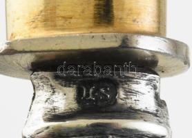 Ezüst (Ag) nyelű, aranyozott süteményes villa és kés készlet gazdagon díszített nyéllel, jelzettek 2...