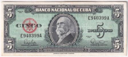 Kuba 1960. 5P T:AU Cuba 1960. 5 Pesos C:AU Krause P#92
