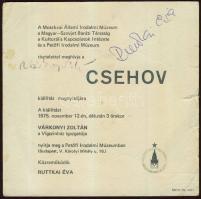 1975 Ruttkai Éva színésznő és Várkonyi Zoltán színigazgató aláírása meghívón
