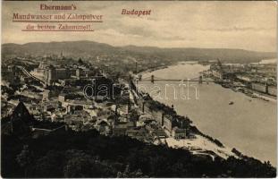 Budapest I. Tabán, Királyi vár, Döbrentei tér. "Ebermann's Mundwasser und Zahnpulver die besten Zahnmittel!" reklám