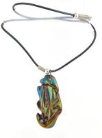 Zsolnay eozin mázas drapéria medál, jelzett, hibátlan, 5,5x2,5 cm