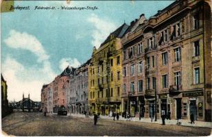 1934 Budapest XI. Fehérvári út, húscsarnok, üzletek, villamos (kis szakadások / small tears)