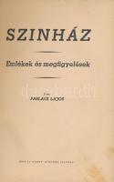 Parlagi Lajos: Színház. Emlékek és megfigyelések. Nagyvárad, 1941, Grafika. Kiadói papírkötés, papír...