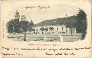 1900 Kisjenő, Kis-Jenő, Chisineu-Cris; Fenséges József főhercegi kastély, templom. Messer Lipót kiadása / castle, church (EM)