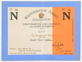 1937 VI. György angol király koronázására szóló meghívó egy azonosítatlan magyar miniszter részére (...