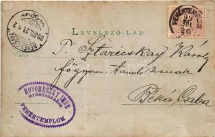 1899 (Vorläufer) Békéscsaba, Gimnázium. photo - Novomeszky Imre fehértemplomi gyógyszerész levele (f...