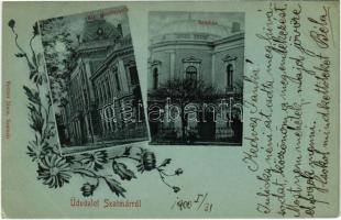 1900 Szatmárnémeti, Satu Mare; Kir. törvényszék, színház. Reitzer János kiadása / court, theatre. Art Nouveau, floral (EK)