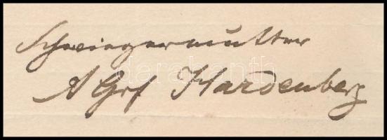 1836 gróf Hardenberg által aláírt elismervény