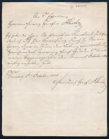 1850 gróf Hartig által aláírt elismervény