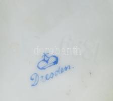 2 db Dresden kínálótálka, kézzel festett porcelán, jelzett, d: 15 cm