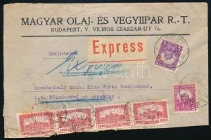 1926 Expressz távolsági levél 12f és 8000K vegyes bérmentesítéssel (3 bélyeg sérült / 3 stamps damag...
