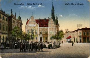 1916 Karánsebes, Caransebes; Mária Terézia tér, piac / market (EK)