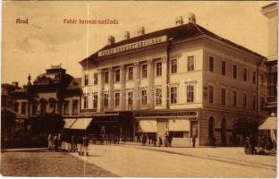 1913 Arad, Fehér Kereszt szálloda, Braun Gusztáv kávéháza, üzlet. Kerpel Izsó 962. (W.L. ?)/ hotel and cafe, shop