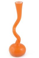 Design narancssárga kétrétegű üveg váza, jelzés nélkül, hibátlan, m: 30 cm