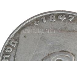 Német Harmadik Birodalom 1937D 2M Ag "Hindenburg" technológiai hibás veret (veretkettőződé...