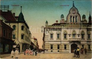 Temesvár, Timisoara; Losonczy tér, Deutsch Testvérek üzlete, Szerb ortodox püspöki palota, autós montázs / square, shop, Serbian Orthodox bishop's palace, automobile montage (fl)