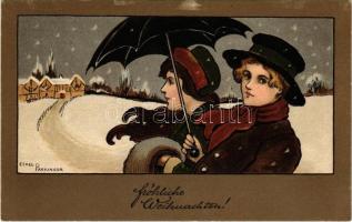 Fröhliche Weihnachten! / Christmas greeting art postcard. M. M. Vienne Nr. 191. s: Ethel Parkinson