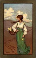 1909 Lady art postcard. M. Munk Vienne Nr. 431. s: Barham