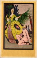 Italian lady art postcard with clown. Degami 1019. s: T. Corbella (EK)