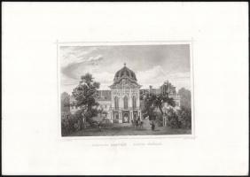 cca 1850 Ludwig Rohbock (1820-1883) - L. Geder (?-?): Gödöllői kastély, Castell Gödöllő, acélmetszet, papír, széles margójú kiadás, 12,5x17 cm, papír: 22x31 cm