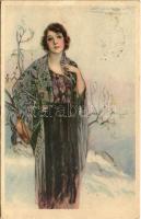 Italian lady art postcard. Anna & Gasparini 438-4. s: Mauzan (EB)
