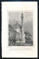 cca 1850 Ludwig Rohbock (1820-1883)-A. Rottmann: Hajdani mecset minarettel Pécs városában, Ehemalige moschee und minaret in Fünfkirchen, Darmstadt, G.G. Lange,(Pest,Lauffer és Stolp), acélmetszet, papír, 15x11 cm, papír: 23x15 cm